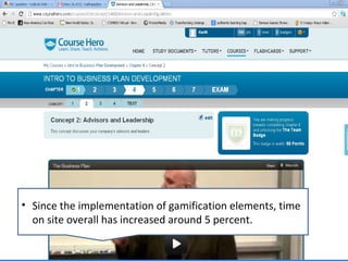 • Since the implementation of gamification elements, time
  on site overall has increased around 5 percent.
 