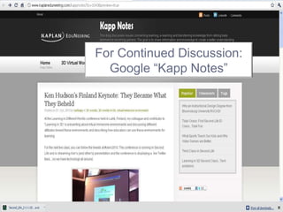 For Continued Discussion:
Google “Kapp Notes”
 