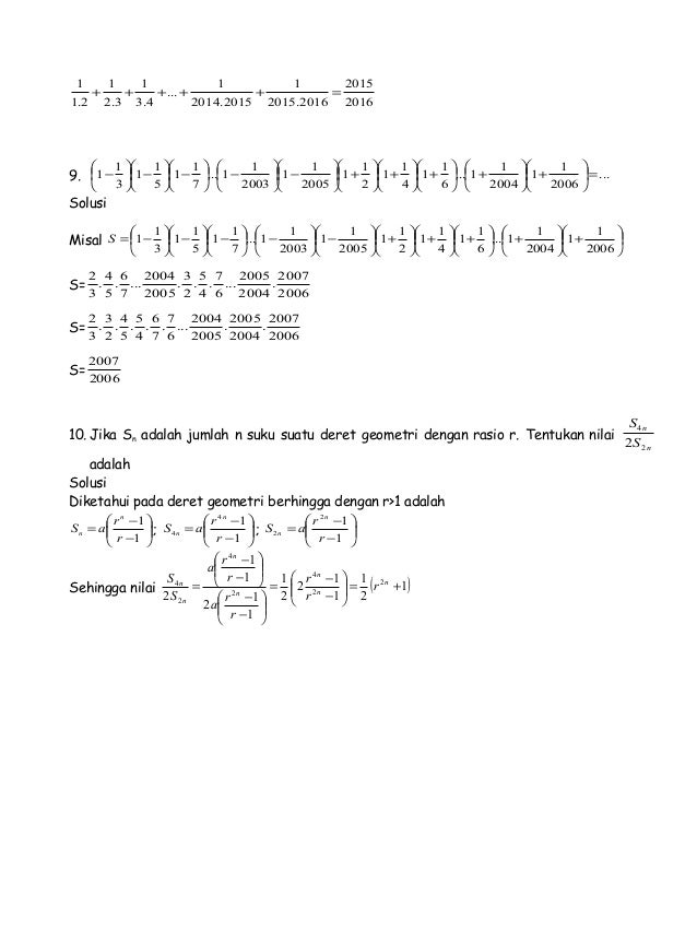 Latihan Soal Dan Pembahsan Barisan Dan Deret