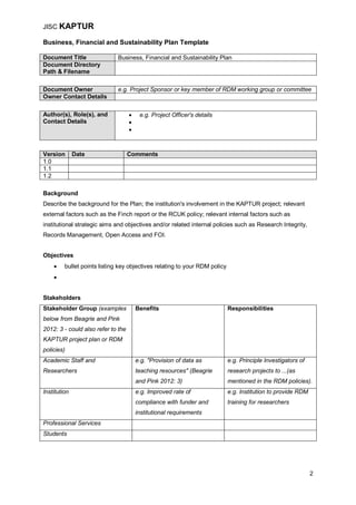 JISC KAPTUR

Business, Financial and Sustainability Plan Template

Document Title                Business, Financial and S...