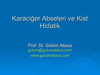 Karaciğer Abseleri ve Kist Hidatik Prof. Dr. Gülüm Altaca [email_address] www.gulumaltaca.com 