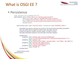 What is OSGI EE ?
 ●   Persistence
 