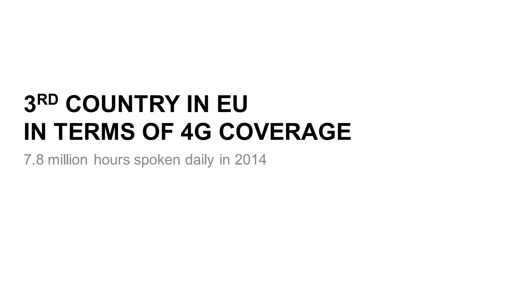 3RD COUNTRY  IN  EU  
IN  TERMS  OF  4G  COVERAGE
7.8  million  hours  spoken  daily  in  2014
 