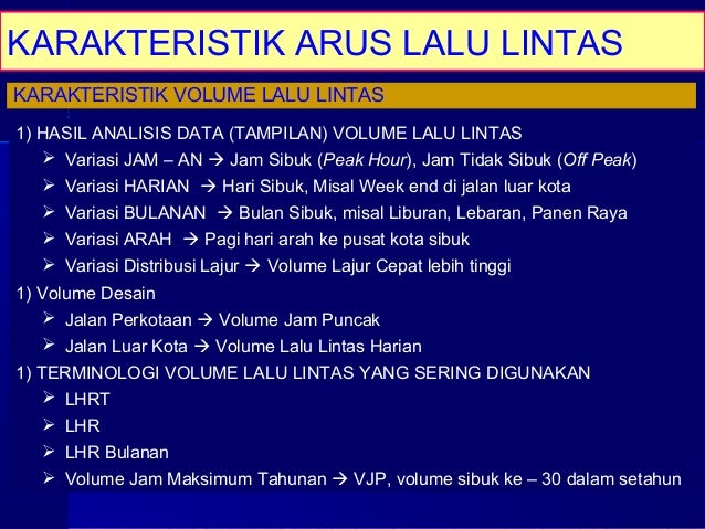 Karakteristik arus lalu lintas