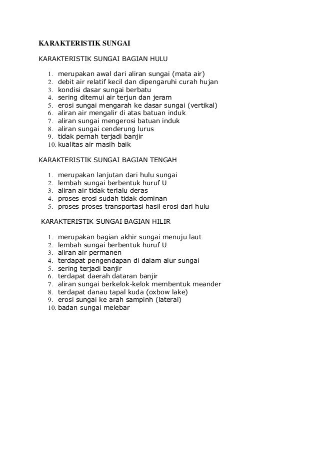 Karakteristik Sungai