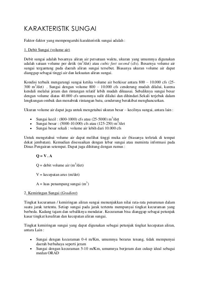 Karakteristik Sungai