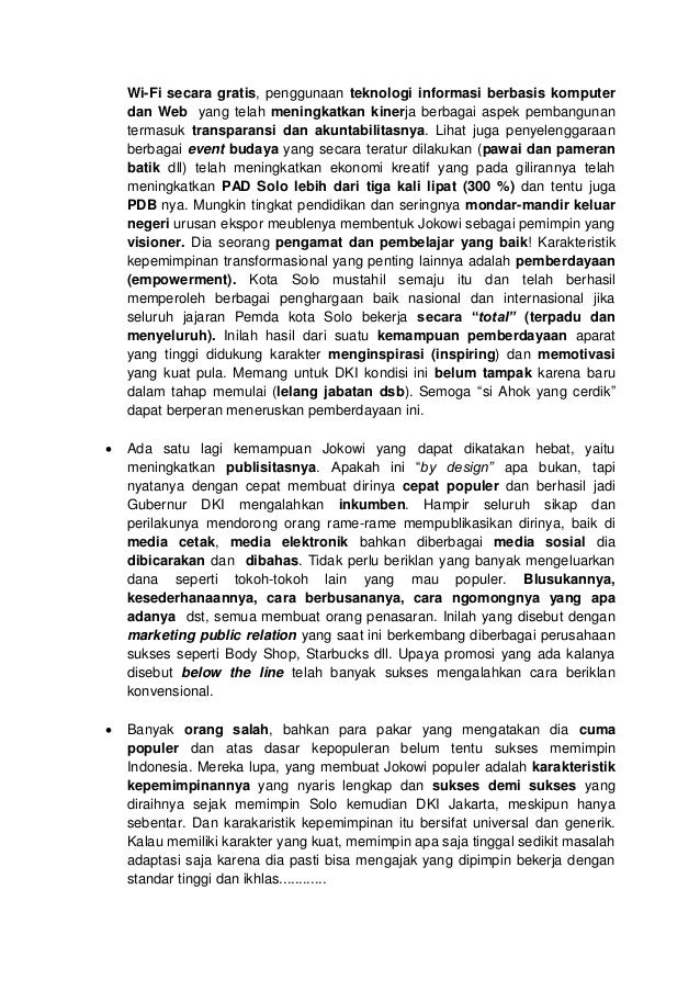 Karakter kepemimpinan jokowi