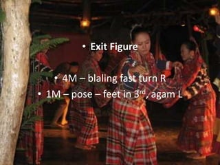 • Exit Figure
• 4M – blaling fast turn R
• 1M – pose – feet in 3rd, agam L
 