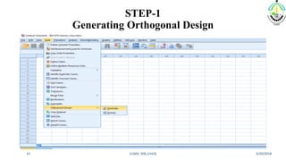 STEP-1
Generating Orthogonal Design
3/20/2018IABM, BIKANER15
 