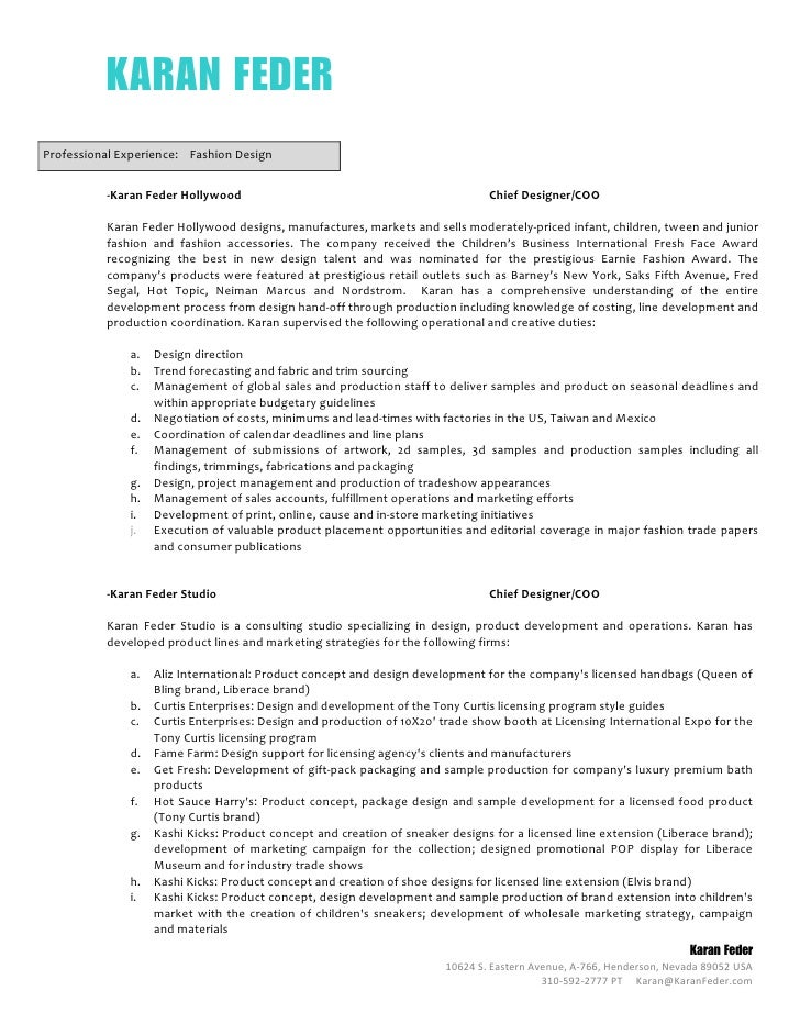 chief designer resume