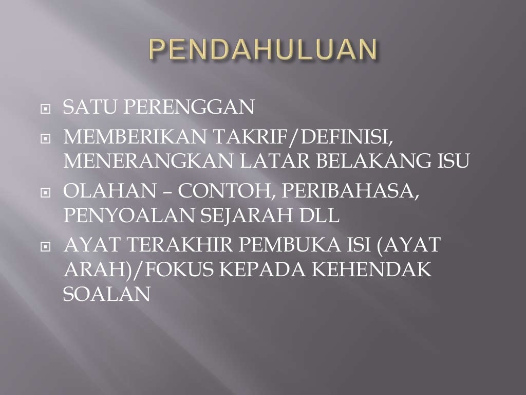 Karangan Pendahuluan SPM