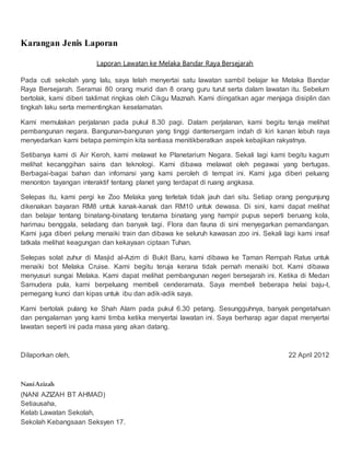 Contoh Format Karangan Laporan Tahun 6