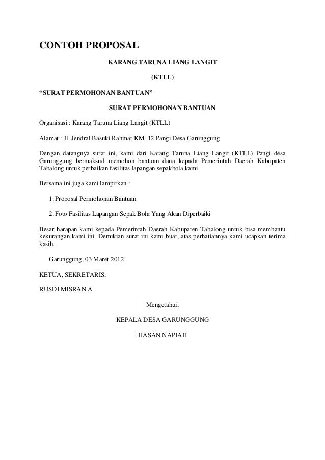 Surat Lengkap Contoh Surat Permohonan Dana Kegiatan Karang