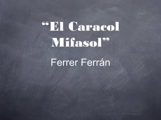 “El Caracol 
Mifasol” 
Ferrer Ferrán 
 