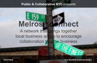 Public & Collaborative NYC presents




Kara Kane                              on [ Social Entrepreneurship ]
 