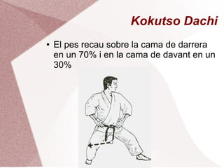 Kokutso Dachi
● El pes recau sobre la cama de darrera
en un 70% i en la cama de davant en un
30%
 