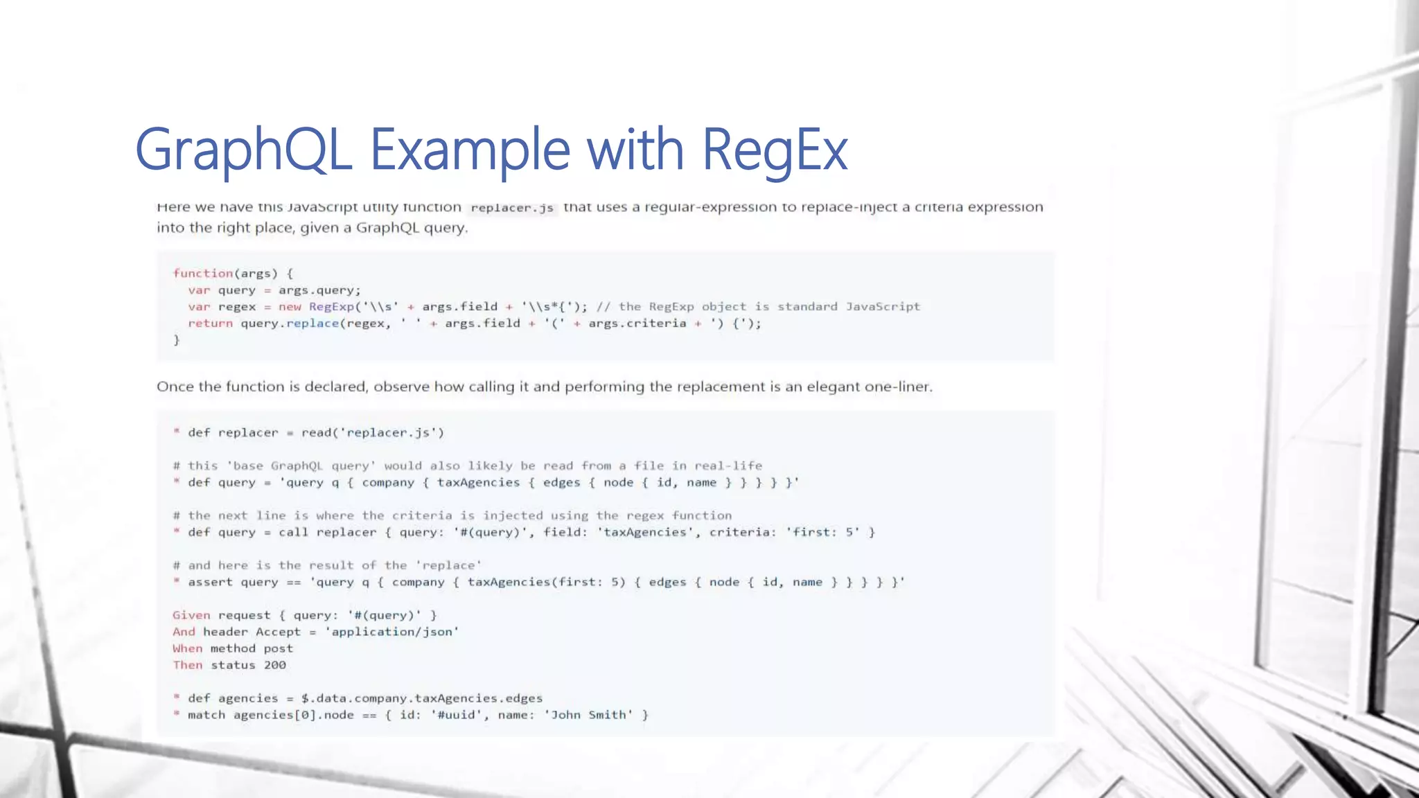GraphQL Example with RegEx
 
