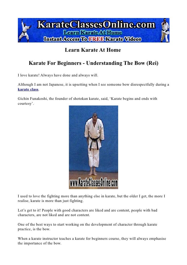 Karate For Beginners Understanding The Bow (Rei)