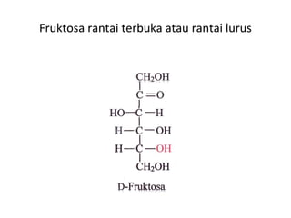Fruktosa rantai terbuka atau rantai lurus
 