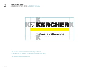 Page 11
The minimum protection zone around the logo with claim
is defined from the height of the capital letters of the brand name.
The minimum protection zone is 1K.
Our brand name
logo protection zone | Logo with claim
2
 