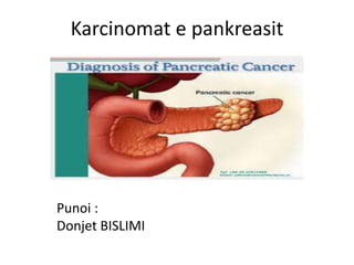 Karcinomat e pankreasit
Punoi :
Donjet BISLIMI
 