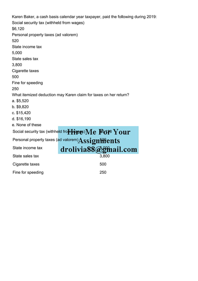 Karen Baker a cash basis calendar year taxpayer paid the f.pdf