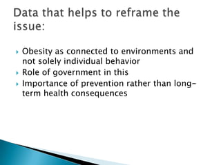 Actions supporting physical activity and healthy eating:-- more funding-- more programs-- policy change-- changes in institutionsLong-Term OutcomesBehavior changes: increased physical activity and healthy eating and reduced screen time