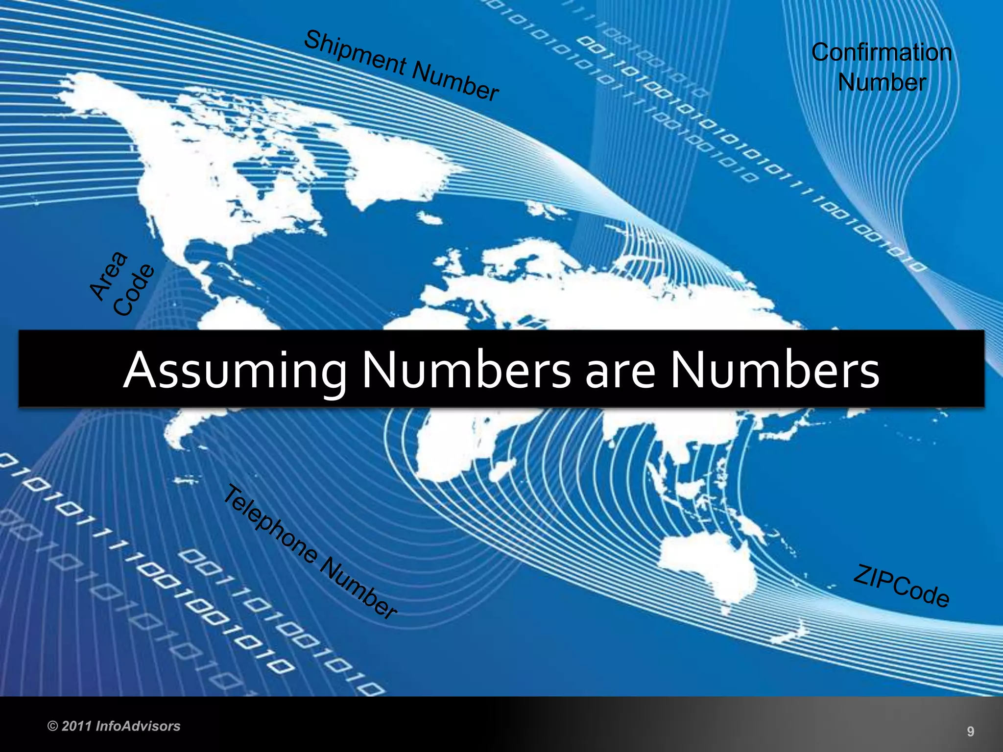 Assuming Numbers are Numbers
Confirmation
Number
 
