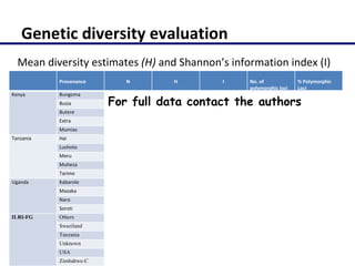 Molecular characterization of Napier grass (Pennisetum purpureum Schumach.) germplasm using fluorescent labelled amplified fragment length polymorphism (FL-AFLP)