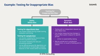 Example: Testing for Inappropriate Bias
Testing for
Inappropriate Bias
Dynamic,
Black-Box
Static,
White-Box
Testing for al...