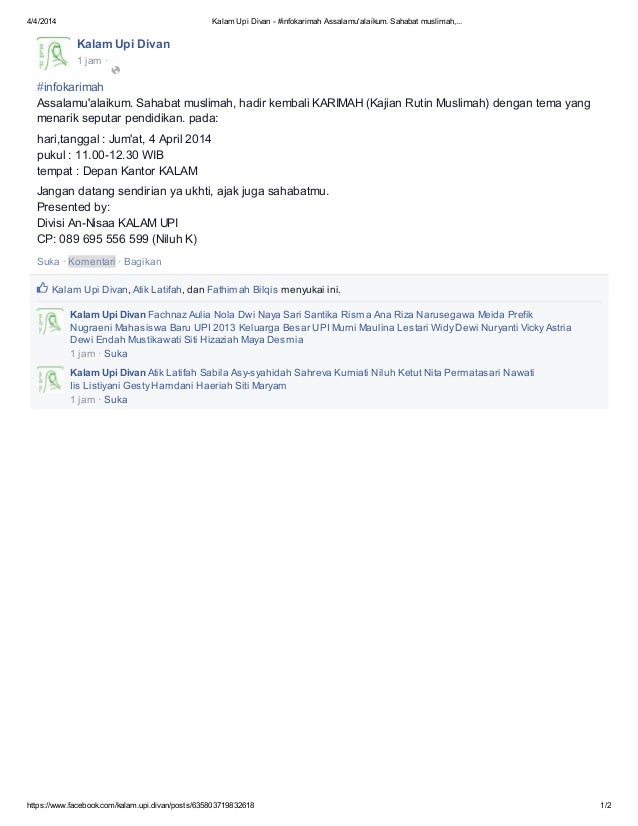 Karimah (kajian rutin muslimah) dengan tema yang menarik