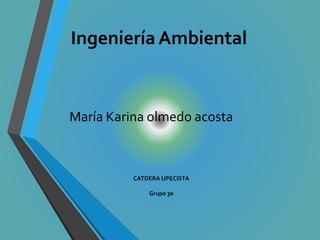 Ingeniería Ambiental 
María Karina olmedo acosta 
CATDERA UPECISTA 
Grupo 30 
 