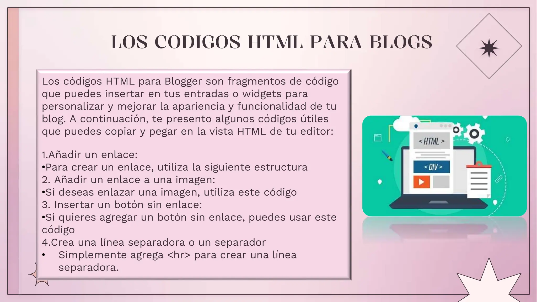 codigos HTML para blogs y paginas web Karina | PPT