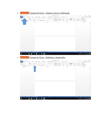  Lección 19 Formato de Texto – Negrita, Cursiva y Subrayado
 Lección 20 Formato de Texto – Subíndice y Superíndice
 