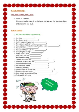 Karla j question tags- b1 b2 | DOCX
