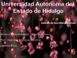 Sistema de Bachillerato Virtual.



Alumna: Karla Monzerrat Calderón Barranco.

Prof.: Alejandro Rodríguez Sánchez.

Materia: Ética.
 