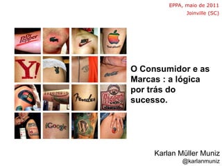 EPPA, maio de 2011 Joinville (SC) O Consumidor e as Marcas : a lógica por trás do sucesso. Karlan MüllerMuniz @karlanmuniz 
