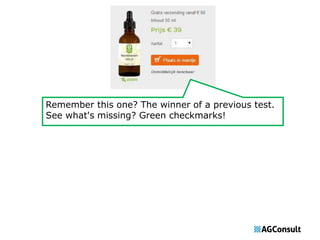 Remember this one? The winner of a previous test. 
See what's missing? Green checkmarks! 
 