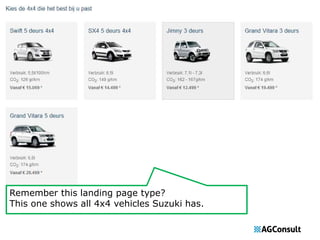Remember this landing page type? 
This one shows all 4x4 vehicles Suzuki has. 
 