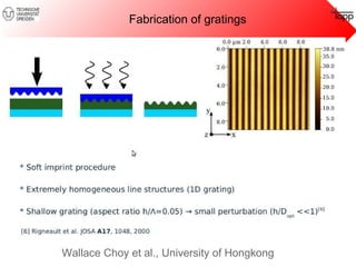 Fabrication of gratings 
Wallace Choy et al., University of Hongkong 
 