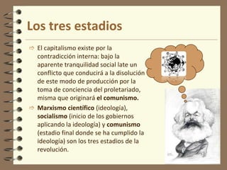 Más bien el marxismo es una teoría de la economía, la sociedad y la historia, tres fenómenos esencialmente humanos. En estas tres dimensiones, existe una misma clave explicativa, y un mismo motor: la contradicción y la lucha de clases. PlusvalíaEl capitalismo genera una contradicción entre el proletariado y la burguesía: la plusvalía, que sería la diferencia entre el valor real (coste de producción) y el precio de mercado del mismo producto.