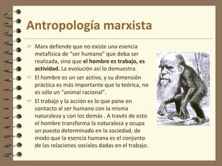 La lógica hegeliana, en Feuerbach, se transforma en antropología pues tiende a la emancipación , misma que no parte del pensamiento sino del ser concreto del hombre, de su existencia natural: una orientación materialista crítica hacia la religión pues “Dios es para el hombre el contenido de sus sensaciones e ideas más sublimes…”