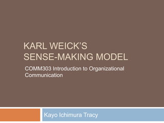 Karl weick’s Sense-making Model Kayo Ichimura Tracy COMM303 Introduction to Organizational Communication 
