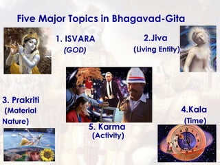 5. Karma  (Activity) Five Major Topics in Bhagavad-Gita 1. ISVARA (GOD) 2.Jiva  (Living Entity) 3. Prakriti (Material  Nat...