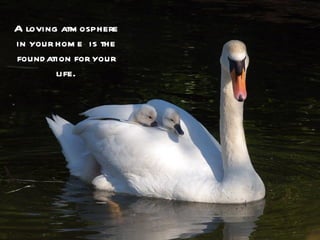 A loving atm osphere
in your hom e is the
found ation for your
        life.
 