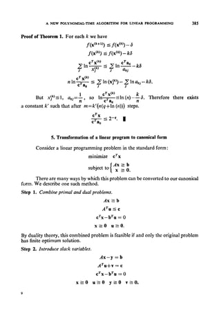A New Polynomial-Time Algorithm for Linear Programming | PDF