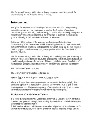 Karnastra E: A Unified Theory of Quantum Gravity and Cosmology | PDF