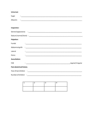 antenatal assessment format in community area | DOCX