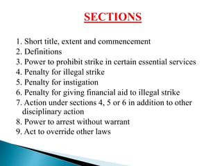 Essential services maintenance act | PPTX