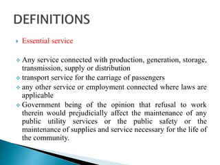 Essential services maintenance act | PPTX